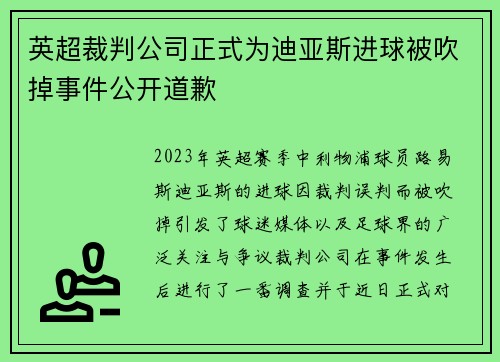 英超裁判公司正式为迪亚斯进球被吹掉事件公开道歉